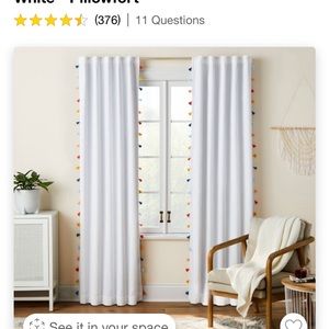 84” blackout curtains, 2 panels, white with neon tassels by Pillowfort, like new
